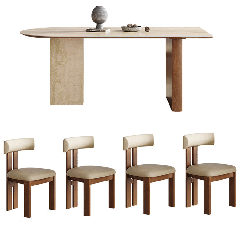 French Vintage Creative Dining Table 4 - Person Double Pedestal Dining Set