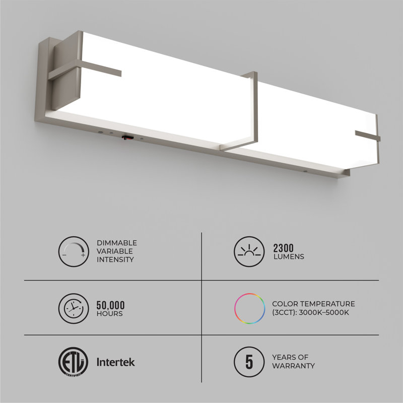 24-Inch LED Modern Bathroom Vanity Light Fixture - 25W Linear Wall Light Bar
