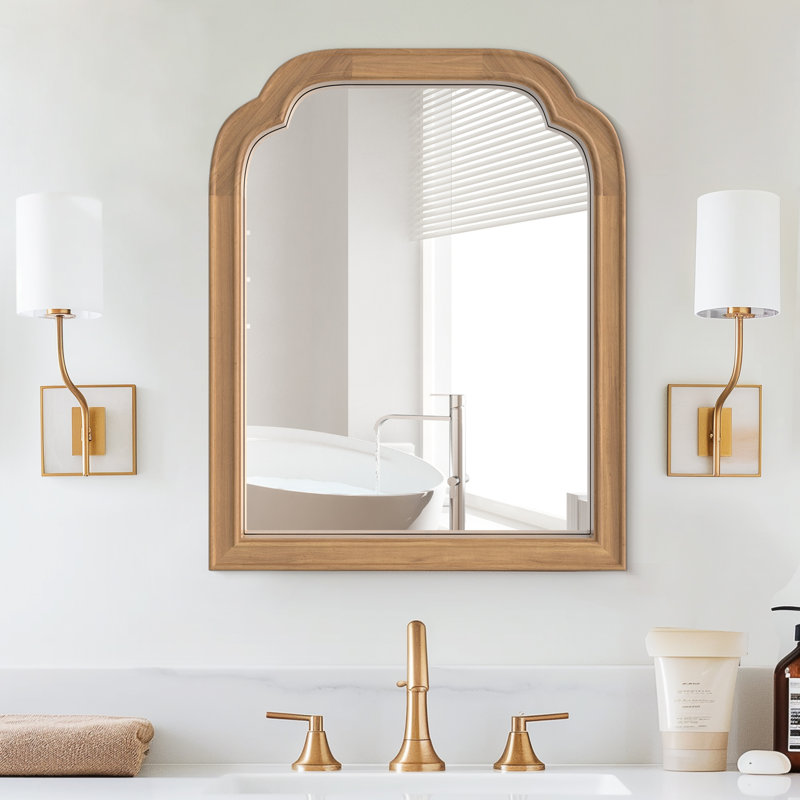 Miroir mural en bois massif pour salle de bain ou chambre à coucher, 20 po x 16 po, Miel profond