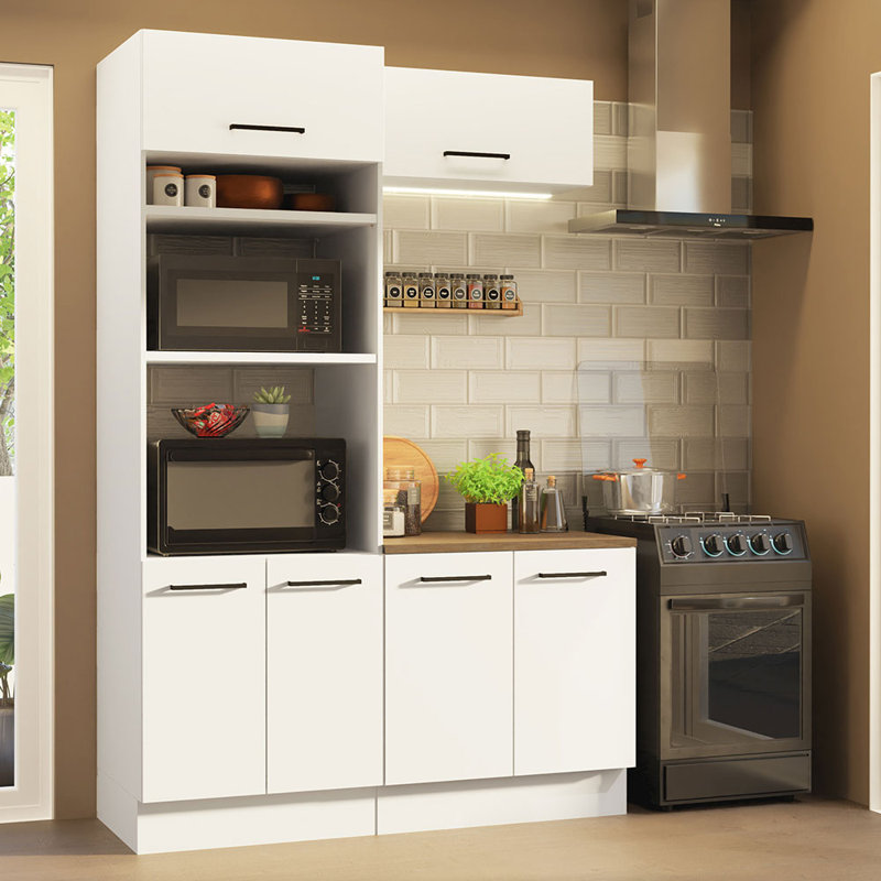 Ensemble de rangement de cuisine 3 pièces avec 3 portes et 3 tablettes ouvertes Madesa