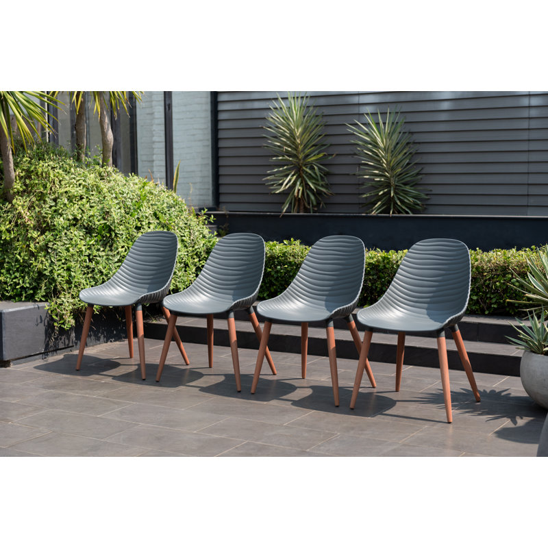 Chaises de salle à manger d'extérieur 100% bois certifié PSC, Fini bois foncé