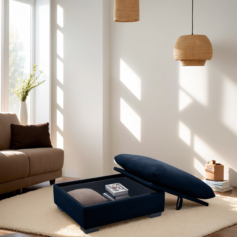 Upholstered Ottoman, Blue