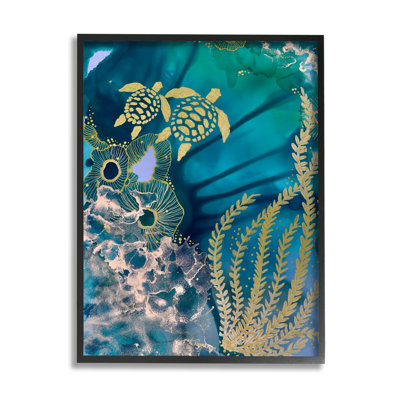 Az-952, reproduction encadrée de motifs de vie marine moderne par Amy Tieman