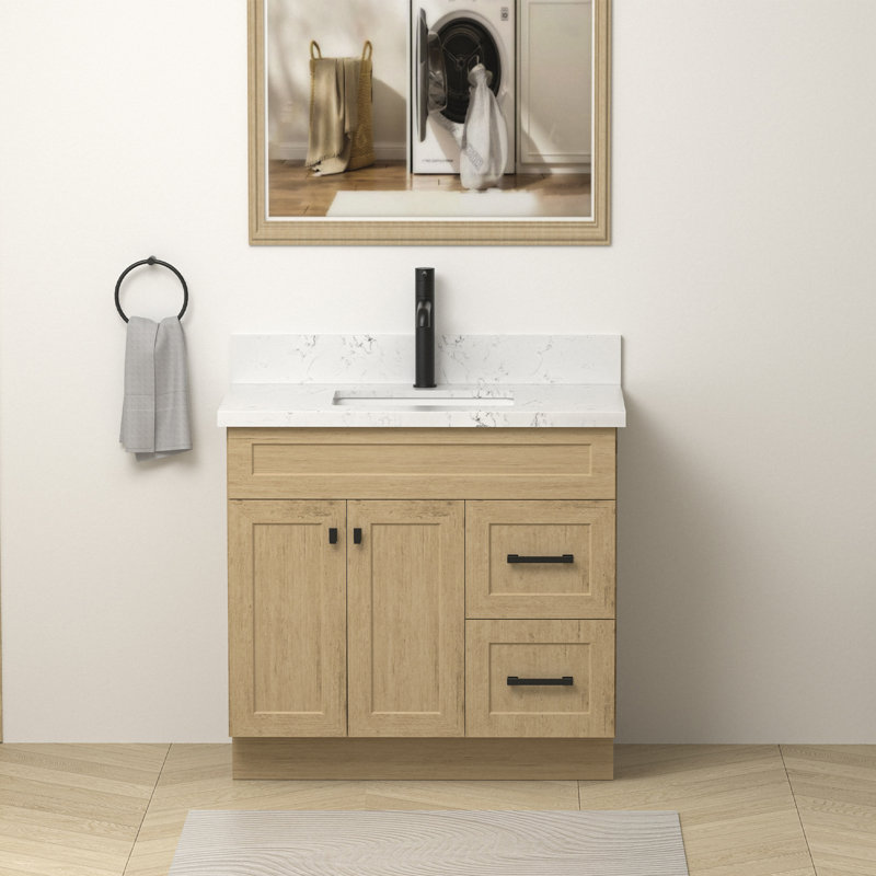 37' Engineer Stone Single Bathroom Vanity Top With Sink