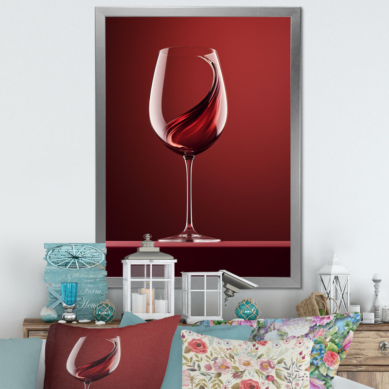 " Wineglass Whimsy ", Silver Single Picture Framed, 40" H x 30" W x 1.5" D