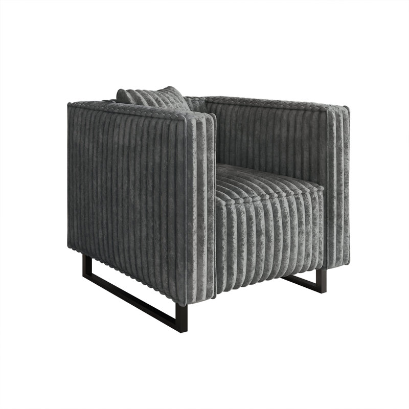 CHAISE EN VELOURS GRIS, Gris