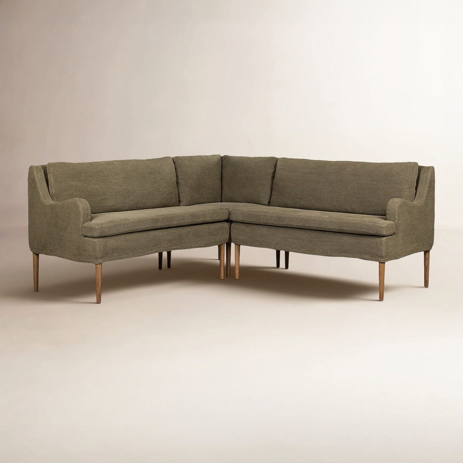 Aurelia Dining Banquette, Broadway Olive Linen, 34.5" H x 76" W x 76" D, Symmetrical