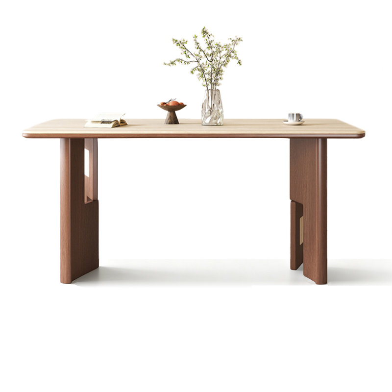 Walnut Rectangular Solid Wood Sintered Stone Dining Table, 29.53"H×55.12"L×31.5"W