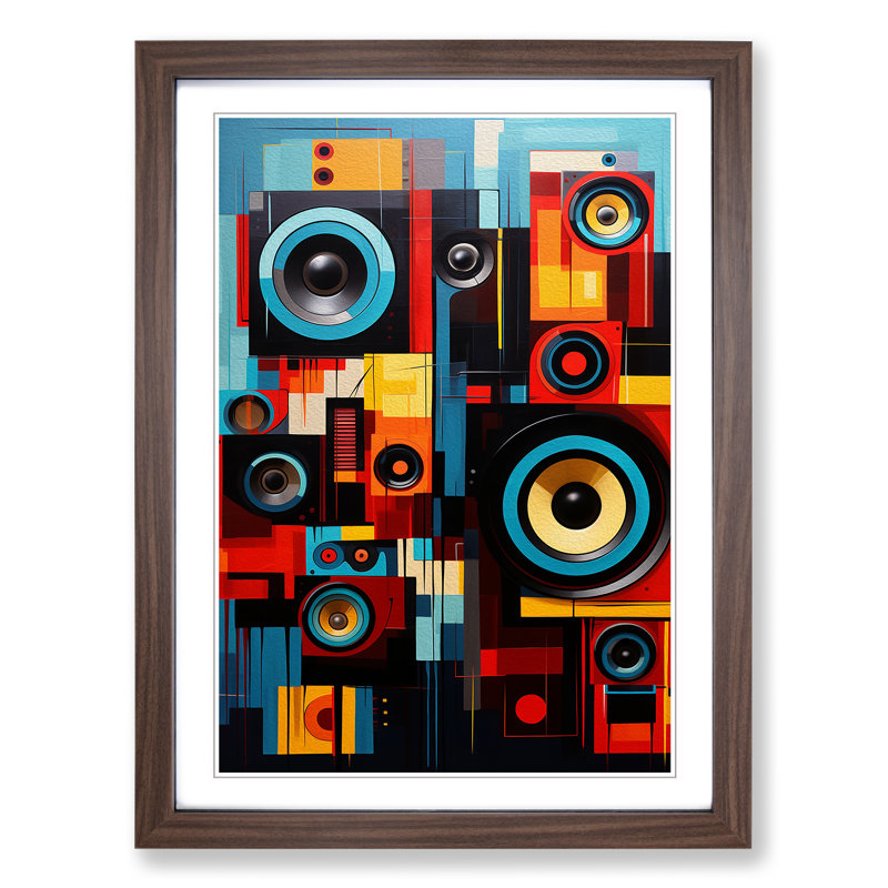 Speakers Constructivism No.2 - Single Picture Frame Print on Wood, 34cm H x 25cm W, Walnut Framed