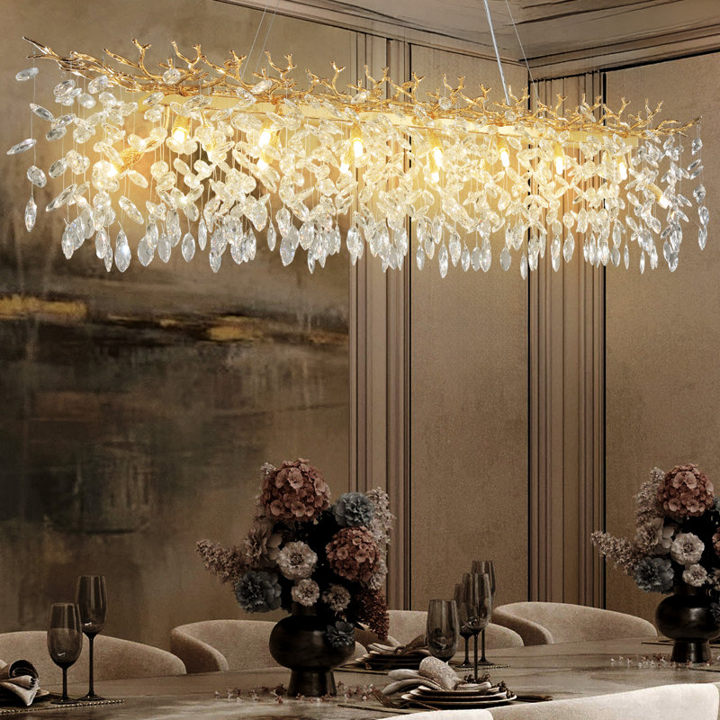 Lustres en cristal Erdenheim, Doré, H 15,7 po x l 60 po x P 16,2 po