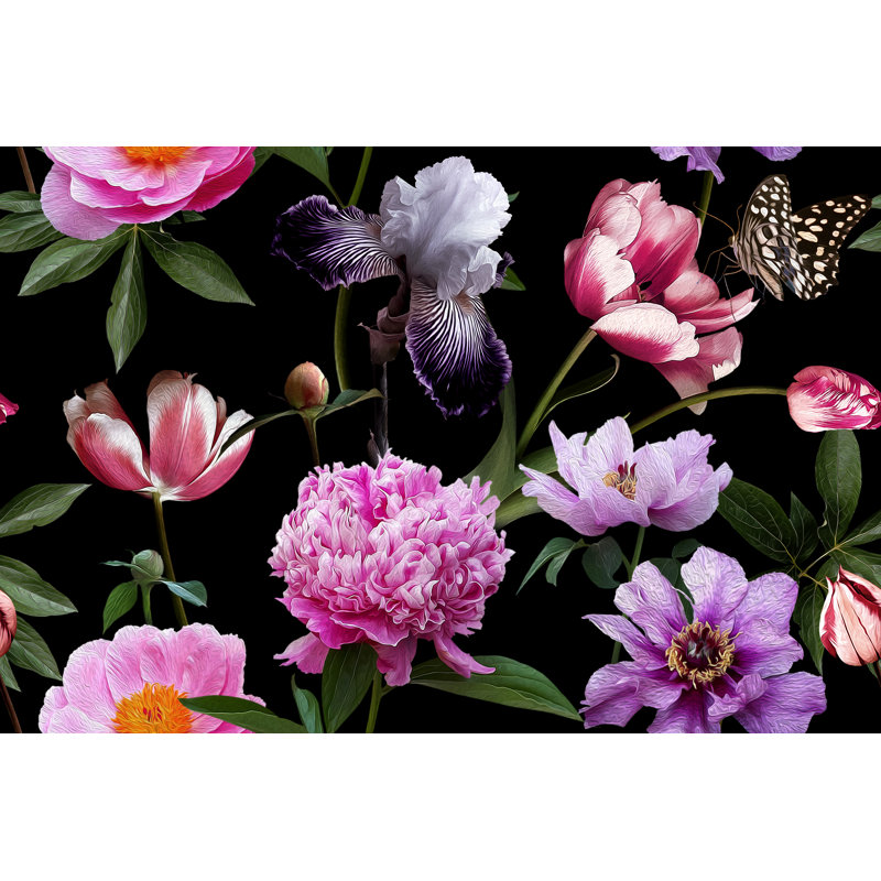 Flowers And Butterflies by MarinaVorontsova - Wrapped Canvas Print, 30cm H x 46cm W x 3.8cm D