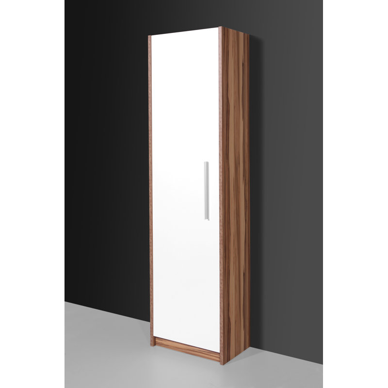 Cheswick 1 Door Manufactured Wood Wardrobe, White / Baltimore-Walnut