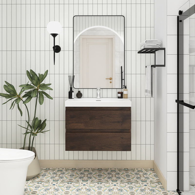 Meuble-lavabo simple avec plateau Gombach, Palissandre