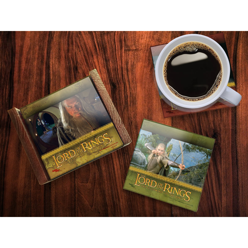 (Symboles) Ensemble de sous-verres en verre Starfire, Lord of the Rings Fellowship of the Ring / Personn
