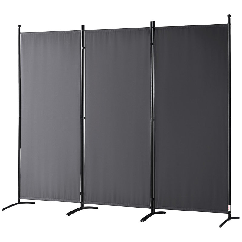 Smiths 89'' W x 72.8'' H 3 - Panel Folding Room Divider, Dark Grey