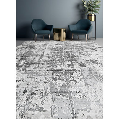 Tapis argent noué à la main de haute qualité