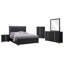 Ensemble de chambre avec grand lit 5 pièces Dex et tête de lit à DEL moderne, miroir, noir-114566062-114566059