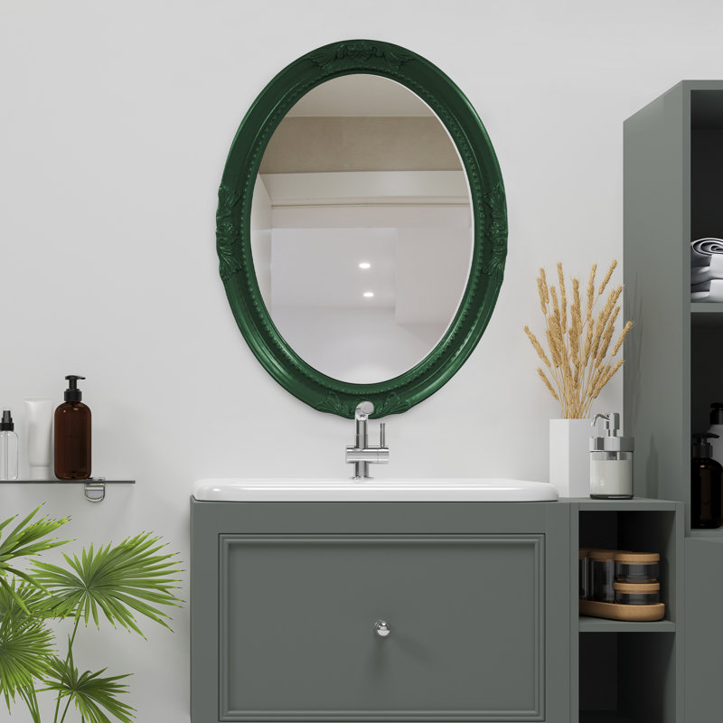 Traditional Beveled Wall and Accent Mirror, Hunter Green
