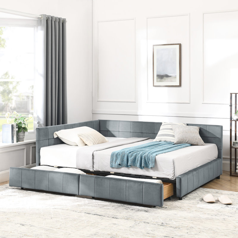 Structure de lit double rembourrée en velours avec compartiment de rangement, convient au salon de la chambre à coucher, rembourrage de rangement confortable, espace