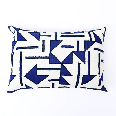 Handcrafted Cotton Slub Abstract Printed Rectangle Pillow - 18"x18"