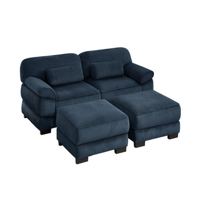 Cloud Couch 76.4 Inch L-Shaped Modular Sectional Sofa, 2-Seater Sofa with Ottoman, Comfy Thick Seat Cushions, Breathable Corduroy Fabric