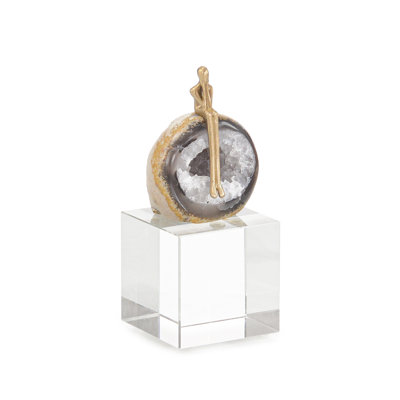 Agate Philosopher Sculpture On Crystal Base, Small
