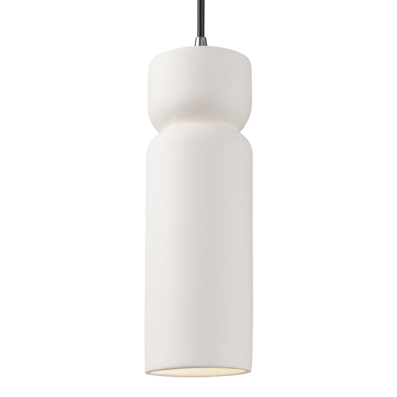 Luminaire suspendu simple en forme de sablier Breeona, Bisque, Chrome poli