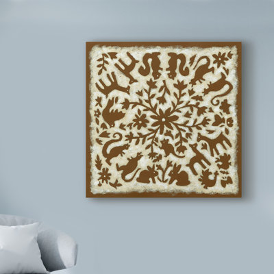 «Folk Story in Brown», reproduction d'impression sur toile tendue