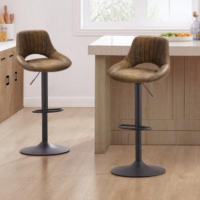 Swivel Upholstered Adjustable Height Counter Stool with Metal Frame