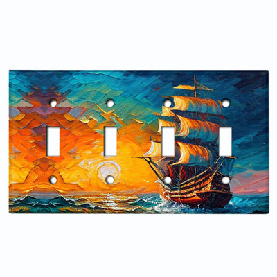 Copper Rust Patina Teal Print 4 - Gang Toggle Light Switch Standard Wall Plate