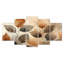 «Taupe Leaves Mosaic Collag III» - décoration murale feuilles - art mural traditionnel diamant