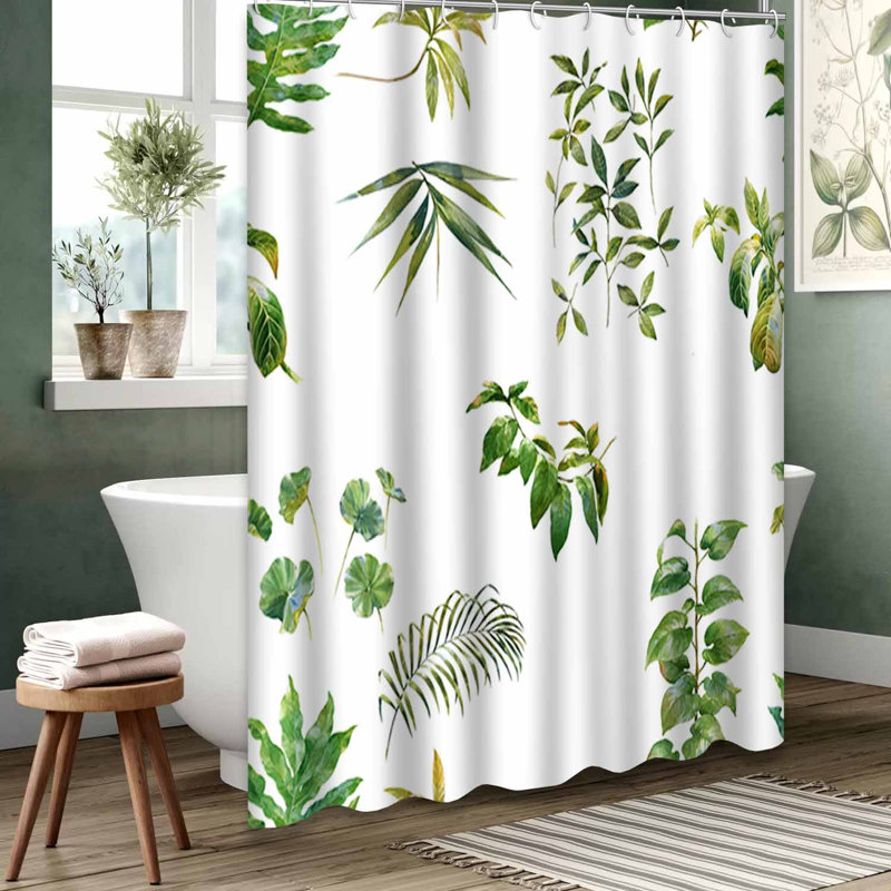 Rideau de douche vert imperméable, rideaux de douche pour la salle de bain avec 12 crochets, 72" L x 78" W