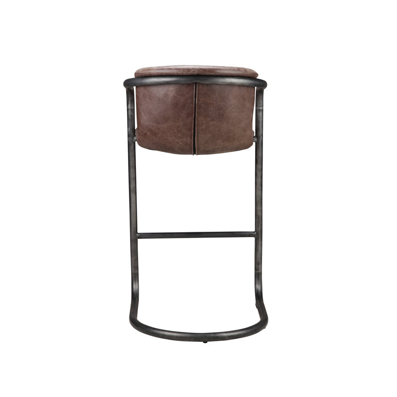 Freeman Bar Stool, Bar Stool (29" Seat Height), Brown Genuine Leather