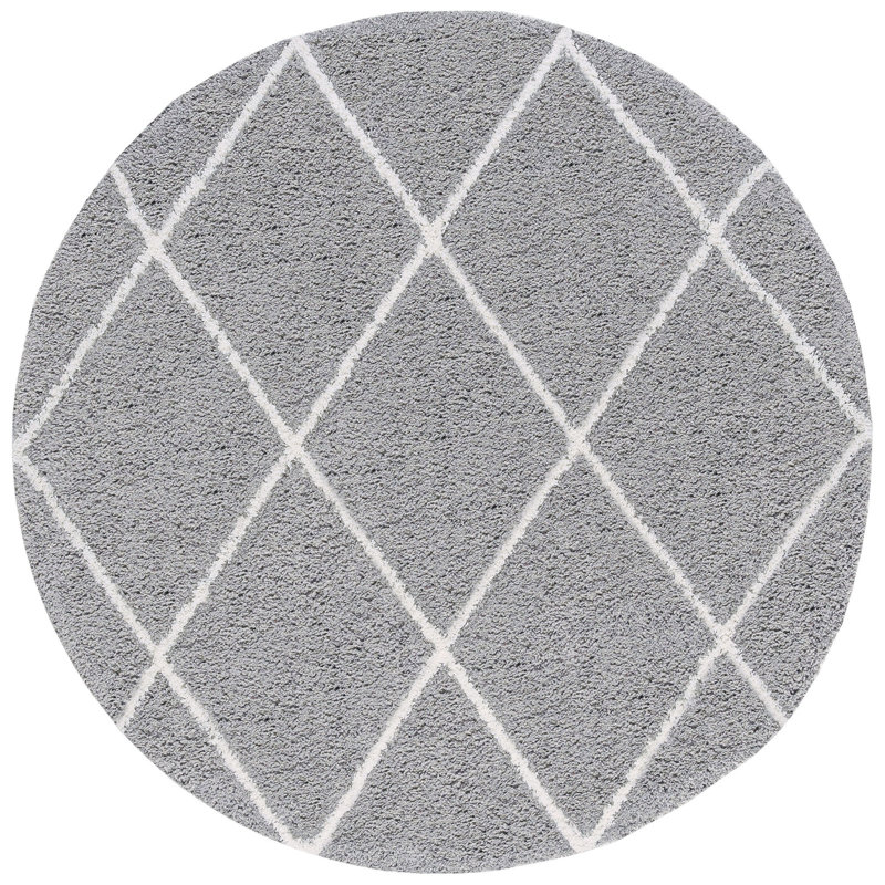 Babich Performance Silver/White Shag Rug, Round 7'10"