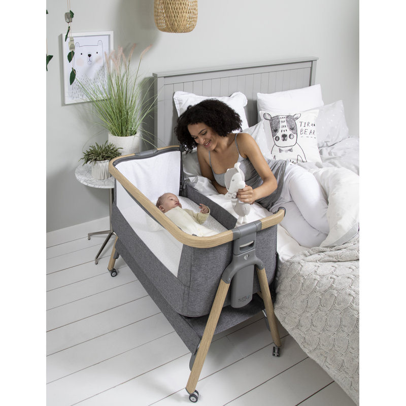 Tutti Bambini Cozee Air Rocking Bedside Crib, Oak/Charcoal