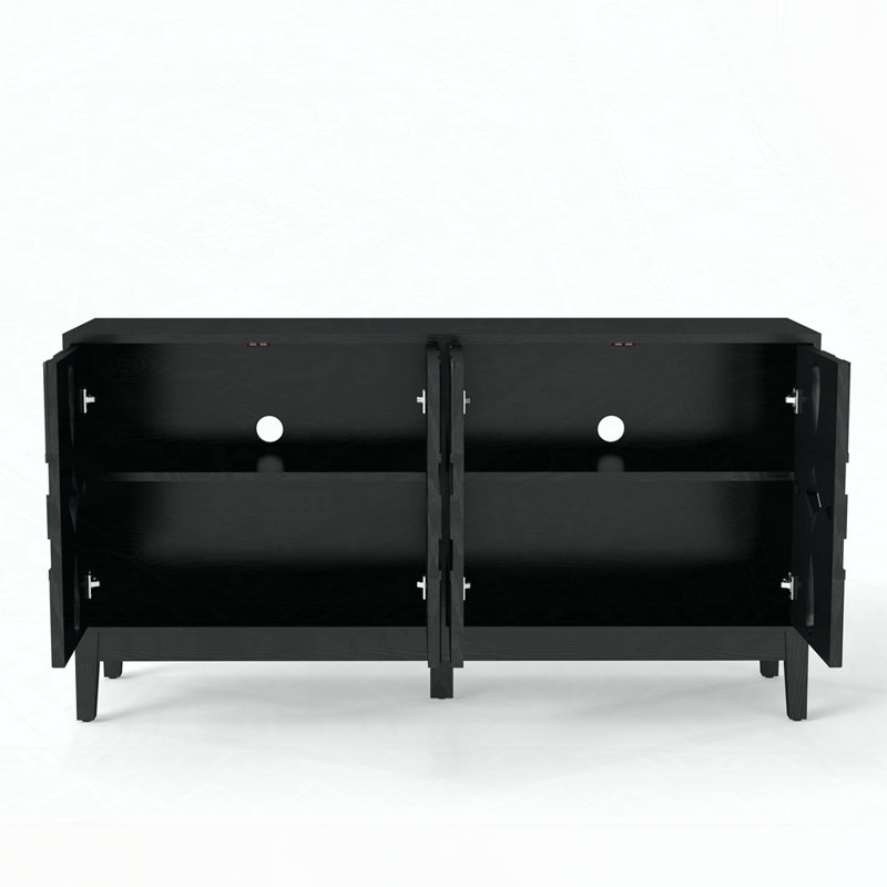 Console avec armoire de rangement, Noir