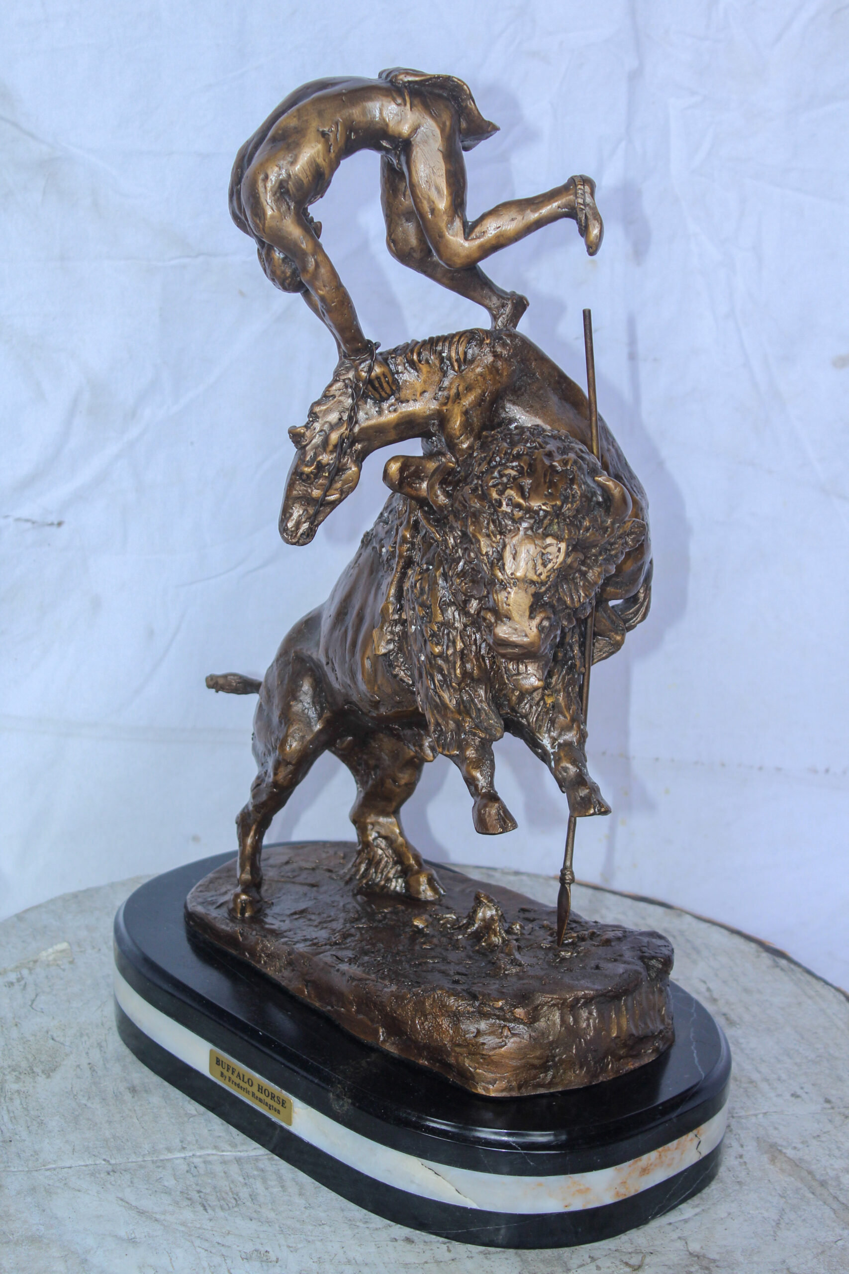 NIFAO Buffalo Horse Remington Replica Bronze Statue 15