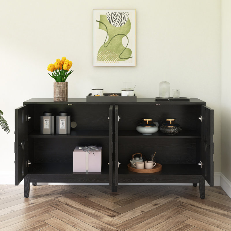 Buffet 60,5 "Mid Century, Noir