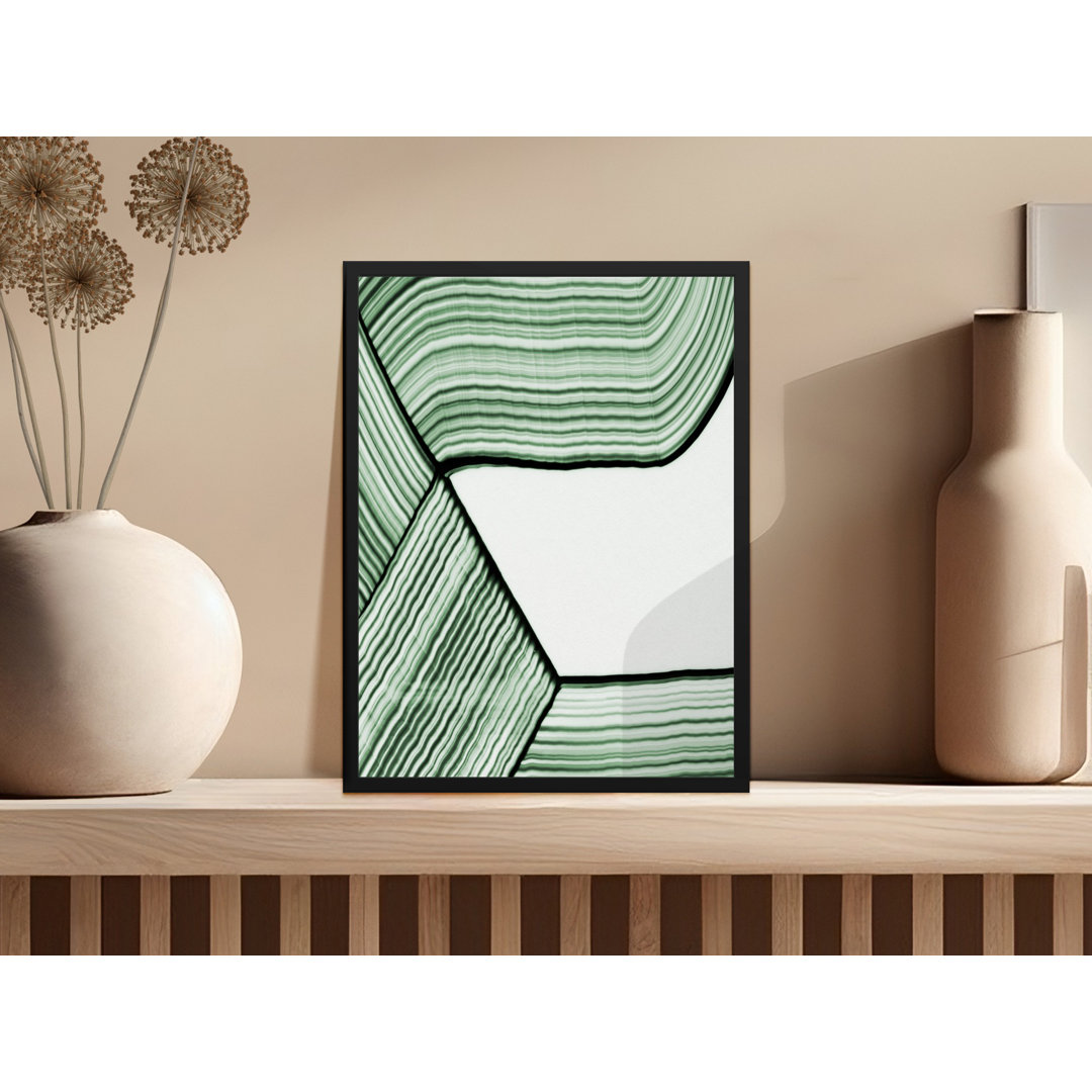 Green Abstract Pattern Wall Decor Minimalist Style Framed Poster