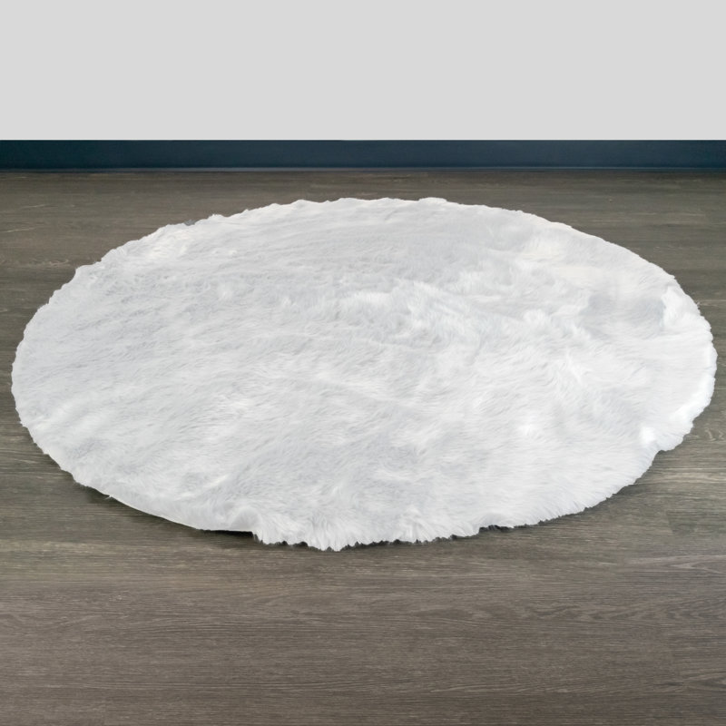 Tapis blanc tissé à la machine Malissie, Rond 4 pi