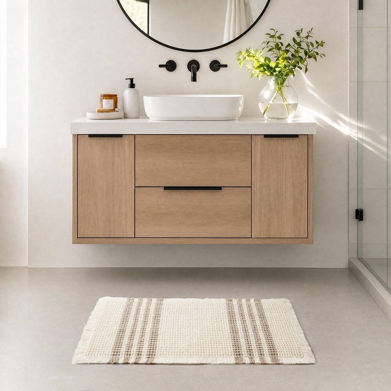Tapis pour salle de bain gaufré 1 pièce en polyester brun clair 17 x 24 po Millstreet, 17 x 24 po, Tanné
