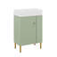 Petit meuble-lavabo 21,6 po avec lavabo en céramique, meuble-lavabo autoportant avec porte à fermeture en douceur, rangement sur le côté droit-330648942