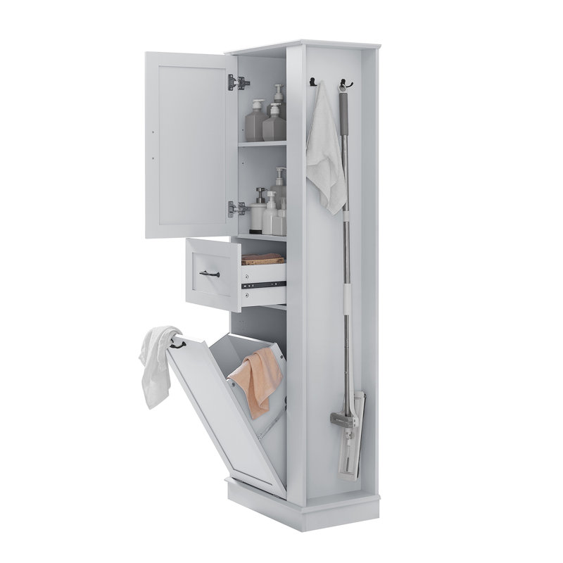 Grande armoire de rangement moderne - compartiment inclinable, tablettes réglables, Gris