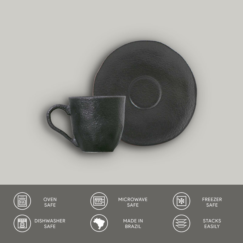 Matte Black Stoneware Coffee Cup