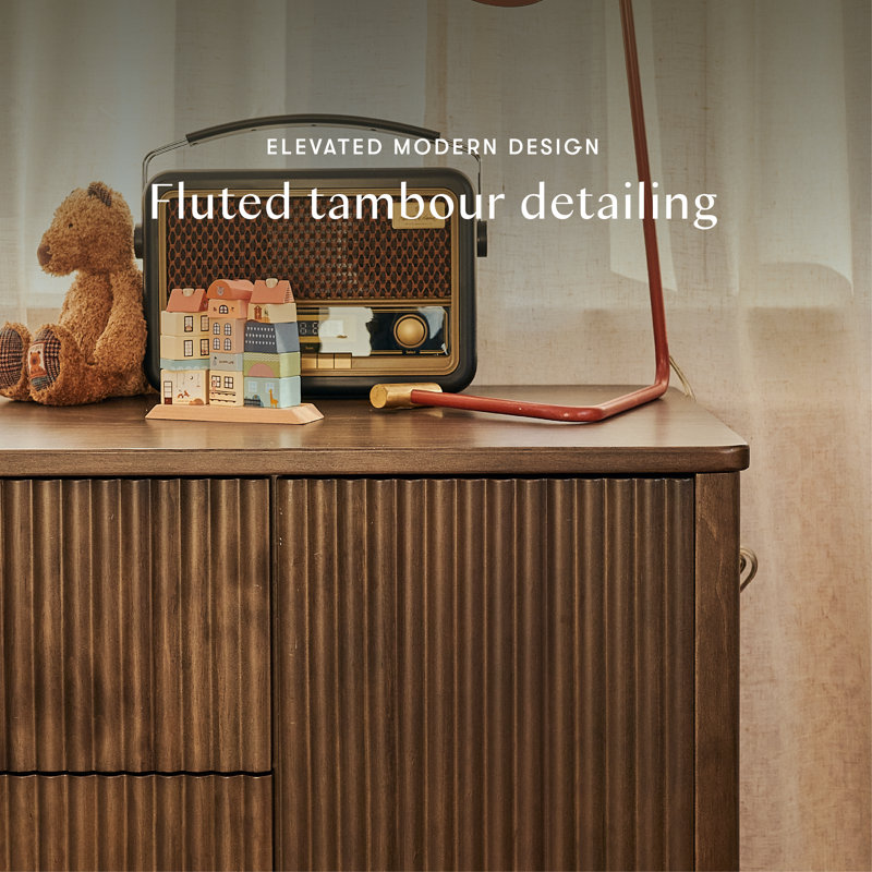 Pogo Tambour Assembled Dresser, Natural Walnut
