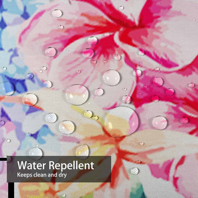 Rideau de douche imperméable à motif floral avec hortensias rétro avec 12 crochets, L 72 po x l 78 po