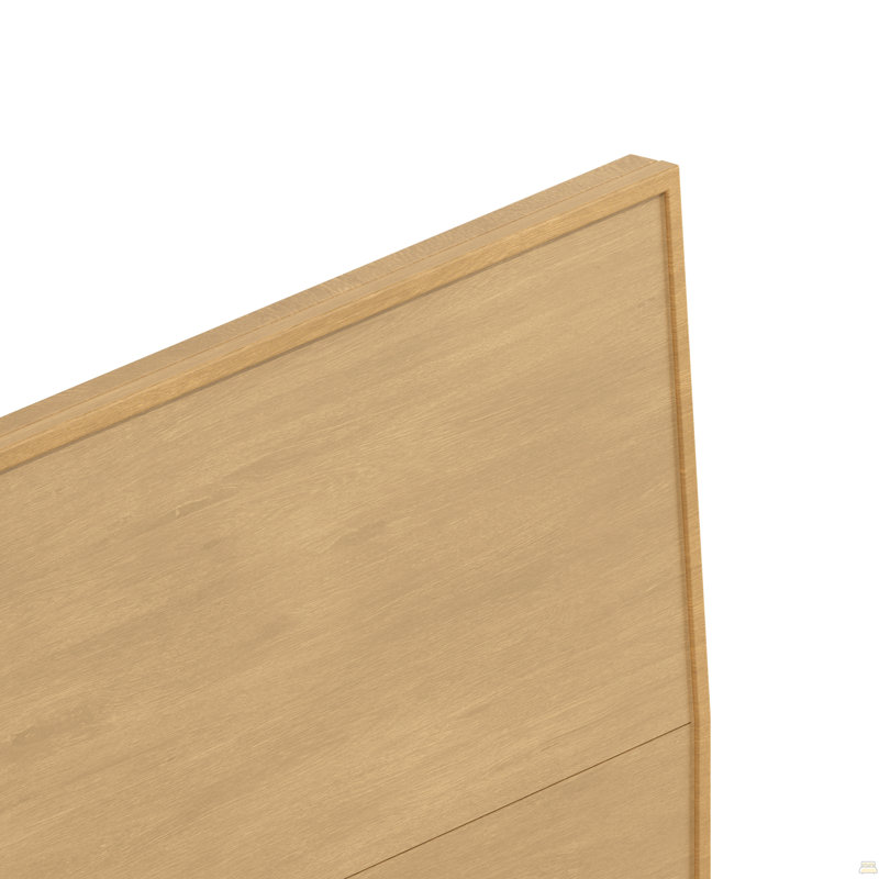 Base de lit plateforme de style Mid-Century moderne, lit en bois à base basse avec tête de lit subtilement inclinée, rails latéraux élargis pour un support de lattes robuste, aucun sommier requis, assemblage facile, naturel