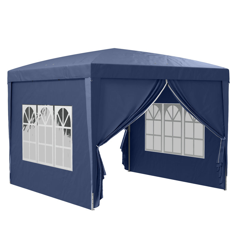 3x3m Pop Up Gazebo, Uv & Water Resistant Outdoor Marquee Tent With 4 Removable Sidewalls, Zipped Doors And Windows, Powder Coated Steel Frame, Portable Carry Bag, Blue