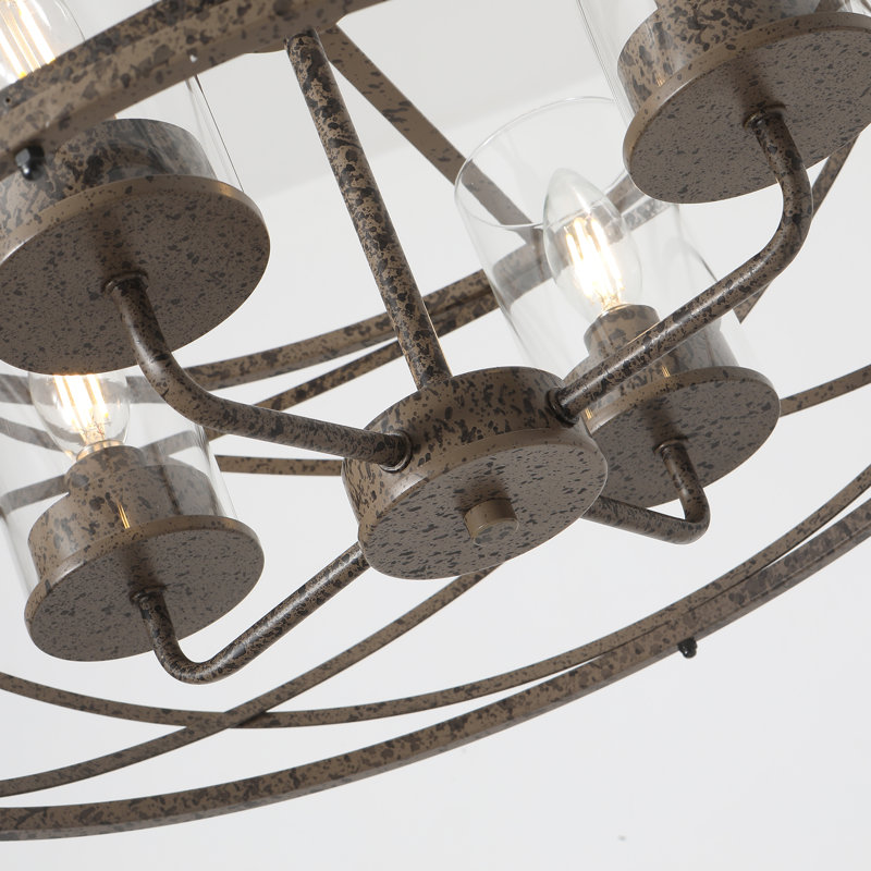 Lustre ajustable à 4 lumières de style campagnard à conception unique