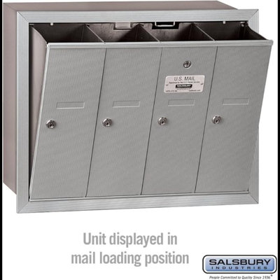 Salsbury Industries 3504ARU Recessed Mounted Vertical Mailbox With 4 Doors And USPS Access Aluminum